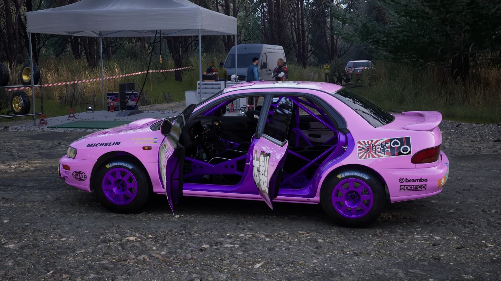 Pink Power livery for Subaru Impreza S3 in Assetto Corsa Rally – screenshot 2 of 3