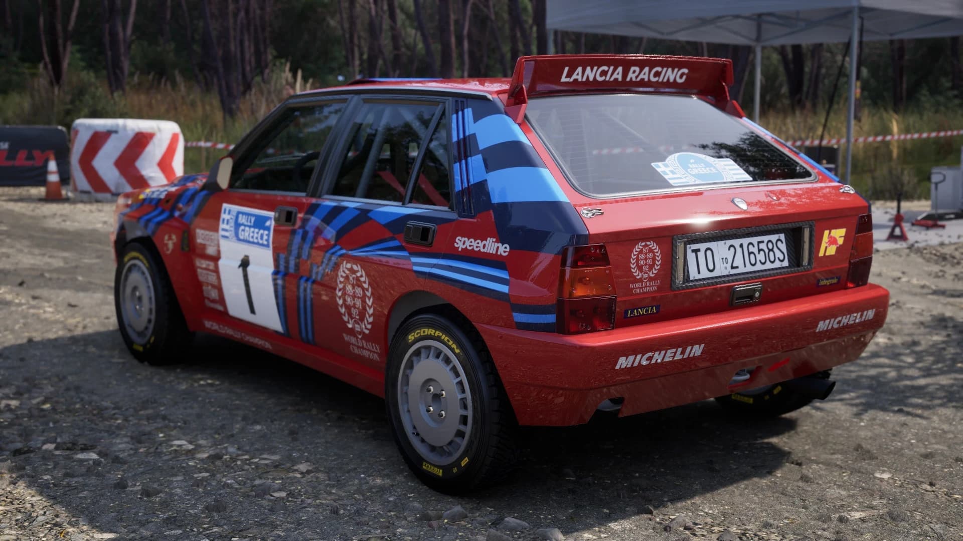 Delta REDFORCE livery for Lancia Delta Integrale Evoluzione in Assetto Corsa Rally – screenshot 4 of 4